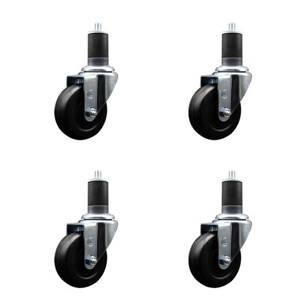 Service Caster 3.5'' SS Hard Rubber Wheel Swivel 1-5/8'' Expanding Stem Caster Set, 4PK SCC-SSEX20S3514-HRS-158-4